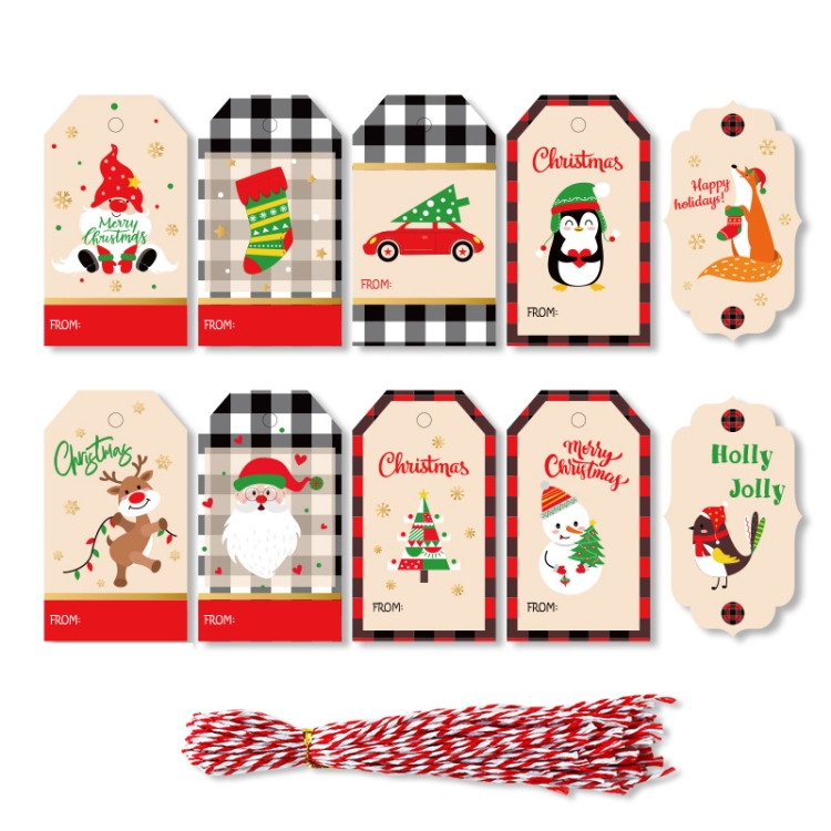 Étiquettes De Cadeaux De Noël,100pcs Carte Kraft Étiquette Mignon Étiquettes  En Papier Kraft De Noël Avec De Ficelle étiquette De Prix 10 Styles Papier  De Noël Étiquettes De Cadeau (A) : 