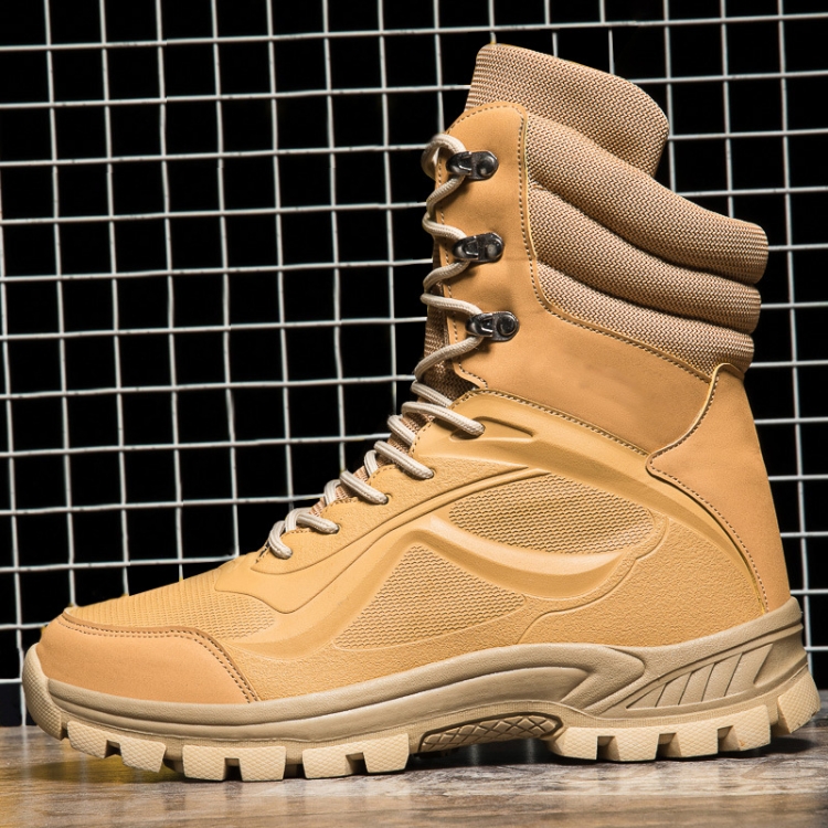WN21137 Men Boots Mountain Outdoor High Top Shoes, Size 43(Sand Color)