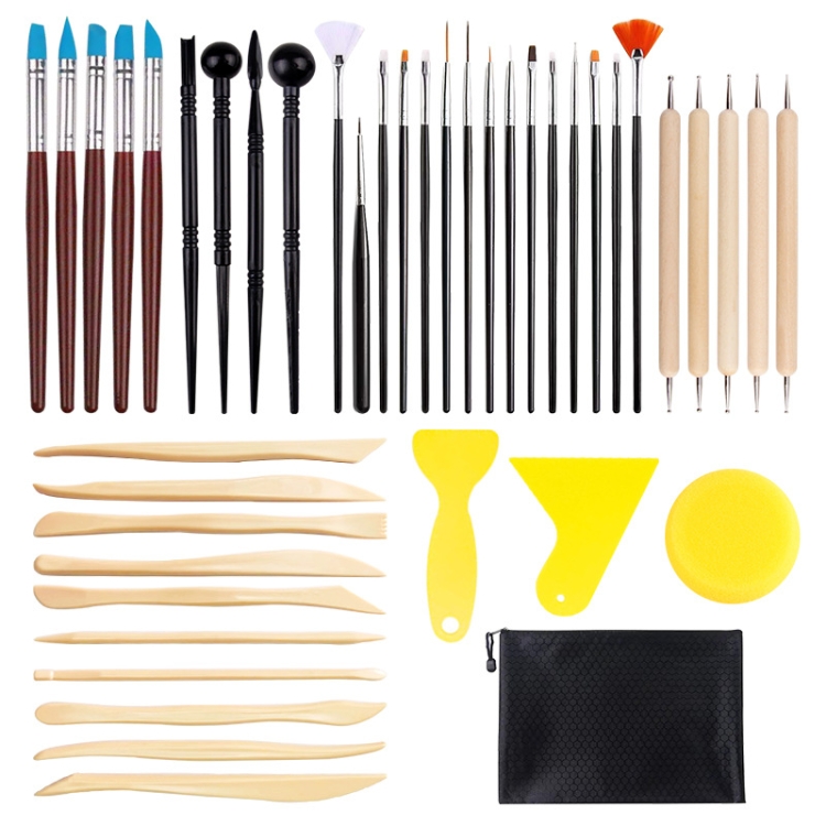 36pcs Pottery Carving Tools Set, Including Silicone Dotting Pen