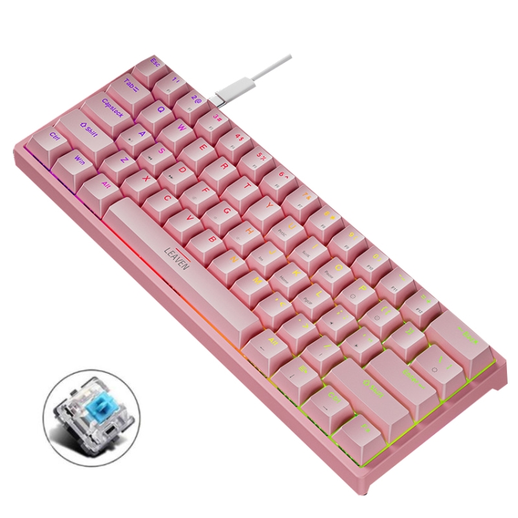 Clavier Mécanique Sans Fil Bluetooth RVB 61 Touches Pour Ordinateur  Portable PC Rose B