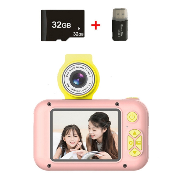 Máquina Fotográfica Infantil Hd 20 Milhões de Pixels Gravador de Vídeo 180  Graus de Rotação Slr Rosa