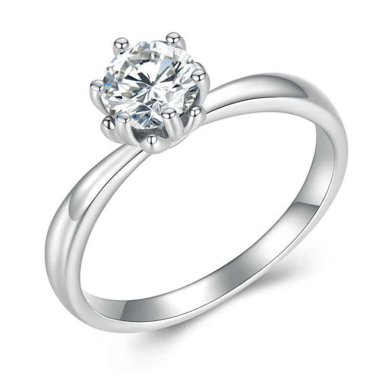 1-5 ct Moissanite Ring | Sterling Silver 6 Prong Engagement Ring