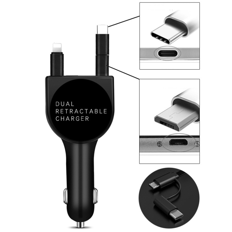  Retractable Car Charger with Dual Type-C