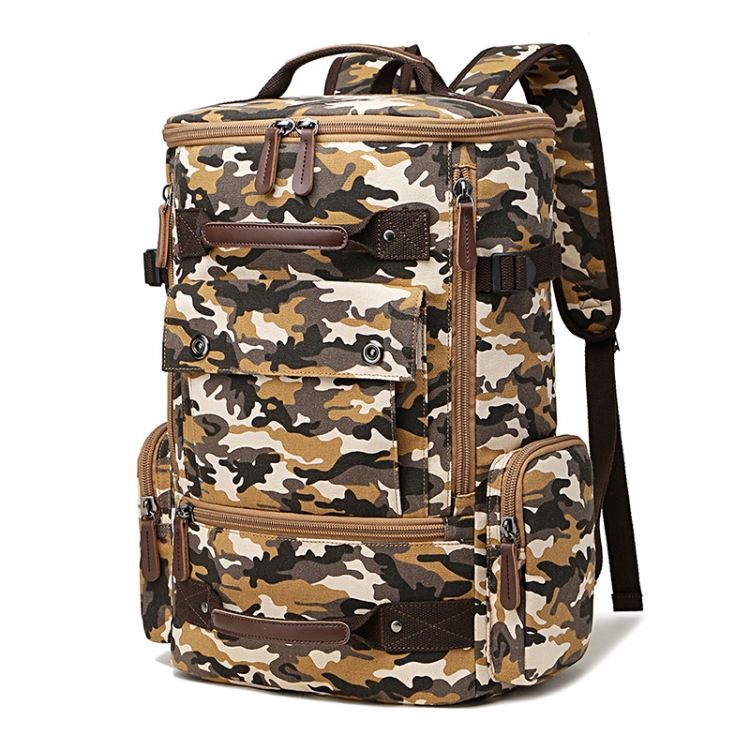 Travel Canvas Large Capacity Computer Backpack(Yellow Camouflage)