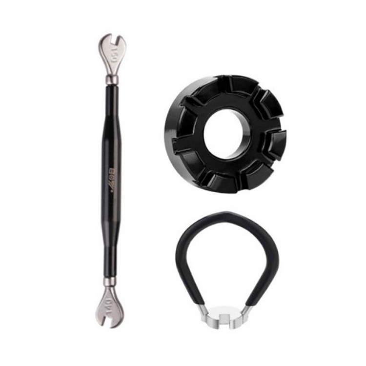 Spoke Wrench+Black 8 Port+Wrench Chrome Molybdenum Steel Mountain Bike