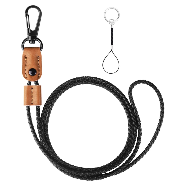 Hand -Woven PU Leather Lanyard Neck Strap For Phone Badge ID