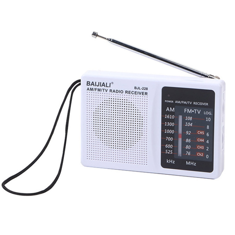 BAIJIALI BJL228 Retro Portable Two Band FM AM Radio Builtin Speaker(White)