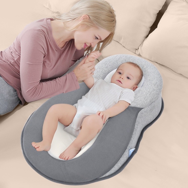 Almofada para amamentação de bebê deitada almofada anti-cuspir para leite  (cinza)