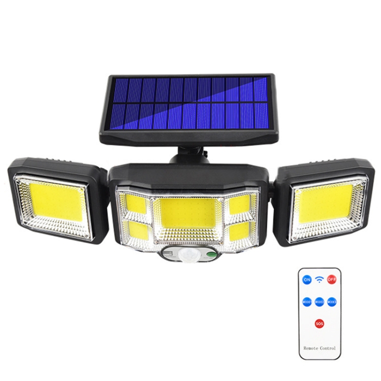 Remote Control Solar Wall Light LED Triple Rotation Sensor Flood Light ...