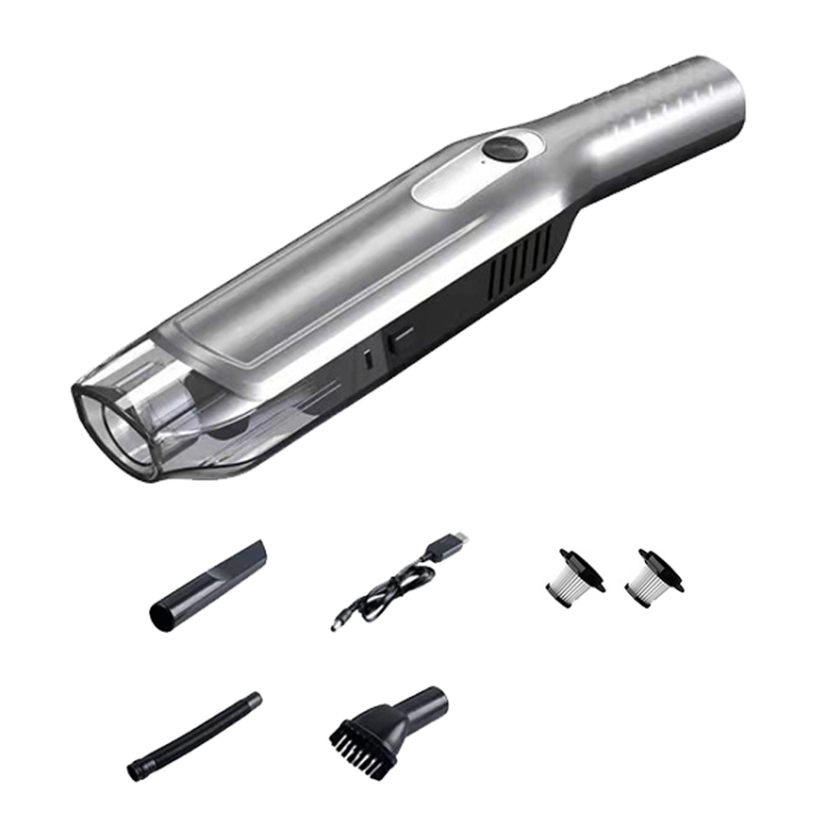 YX3560 Aspirapolvere senza fili per auto portatile piccolo con manico  dritto, stile: aggiornamento (argento)