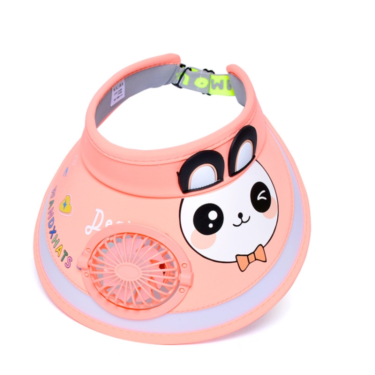 XBG-1053 With Fan Children Sun Hat Cartoon Sunscreen Empty Hat(Orange Panda)