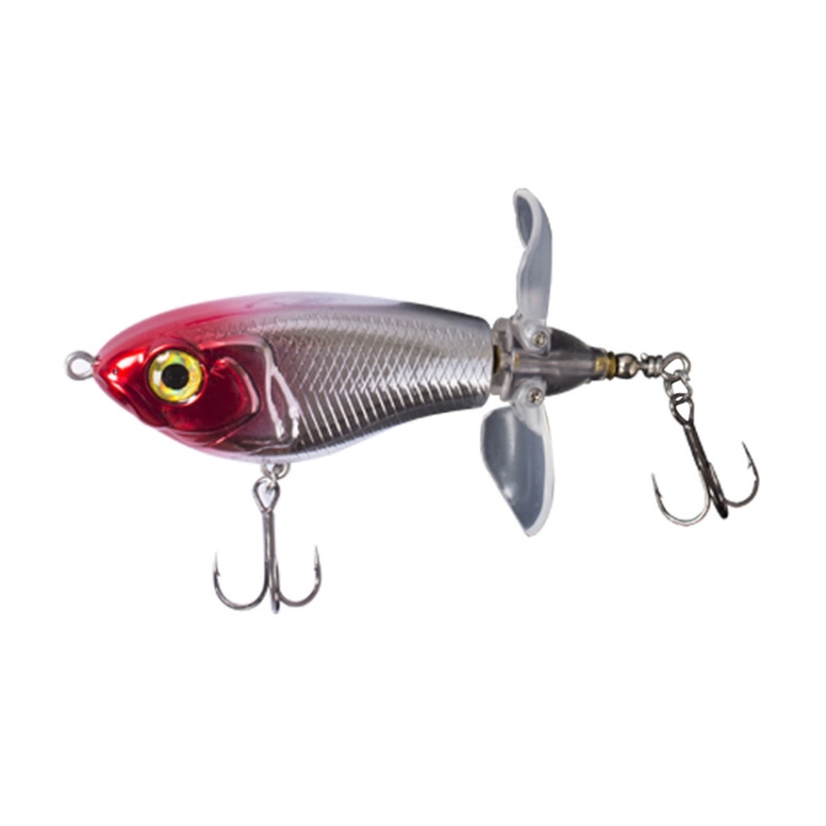 DF065 9g Double Paddle Tractor Surface Tether Roadrunner Fake Lure  Long-distance Casting Lure(Red Head Silver)