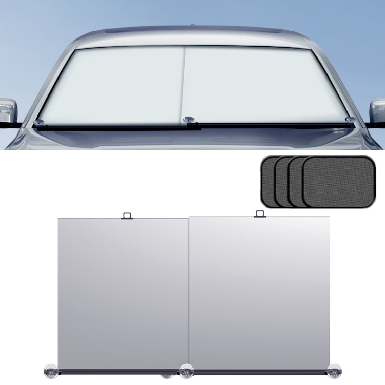 70–135 cm + 4 Mesh-Seitenvorhang, Auto-Frontscheibe, einziehbarer  Sonnenschutz-Sonnenschutzvorhang