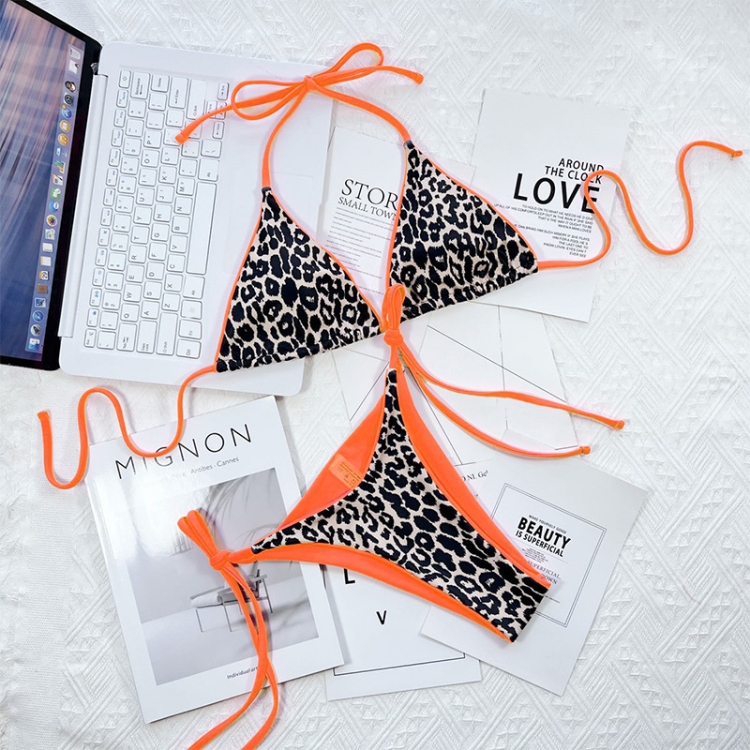 Beautiful Ladies Split Swimsuit Leopard Print Sexy Three-piece Bikini Swimsuit