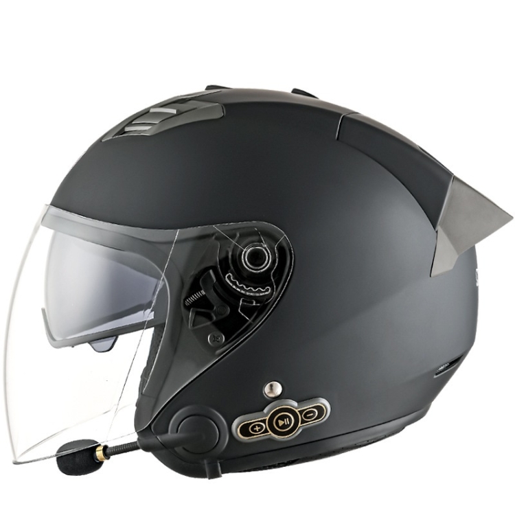 KUQIBAO Casque de moto anti-buée à double lentille avec lumière LED, taille  : XL (noir brillant)