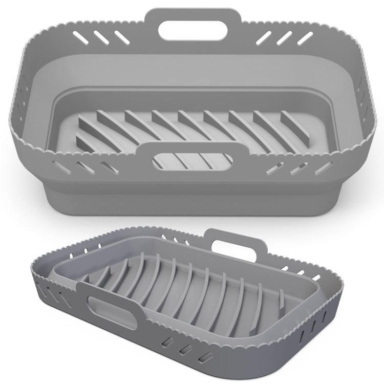 For Ninja DZ201/DZ401 Air Fryer Silicone Mat Foldable Reusable Basket Tray (Gray)