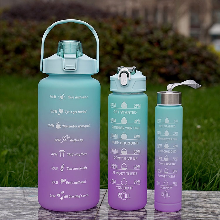 Gradient Colored Set Of 3 Sport Plastic Water Bottles (2l, 900ml