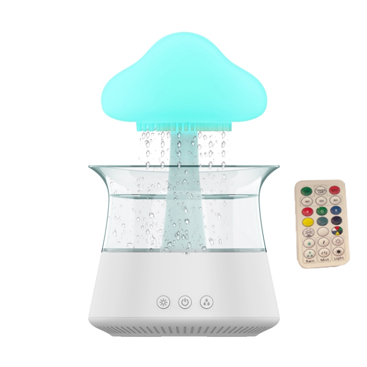 500ml Rain Humidifier Mushroom Cloud Colorful Night Lamp Aromatherapy  Machine With Remote Control, Style: Rechargeable(Wood Grain)