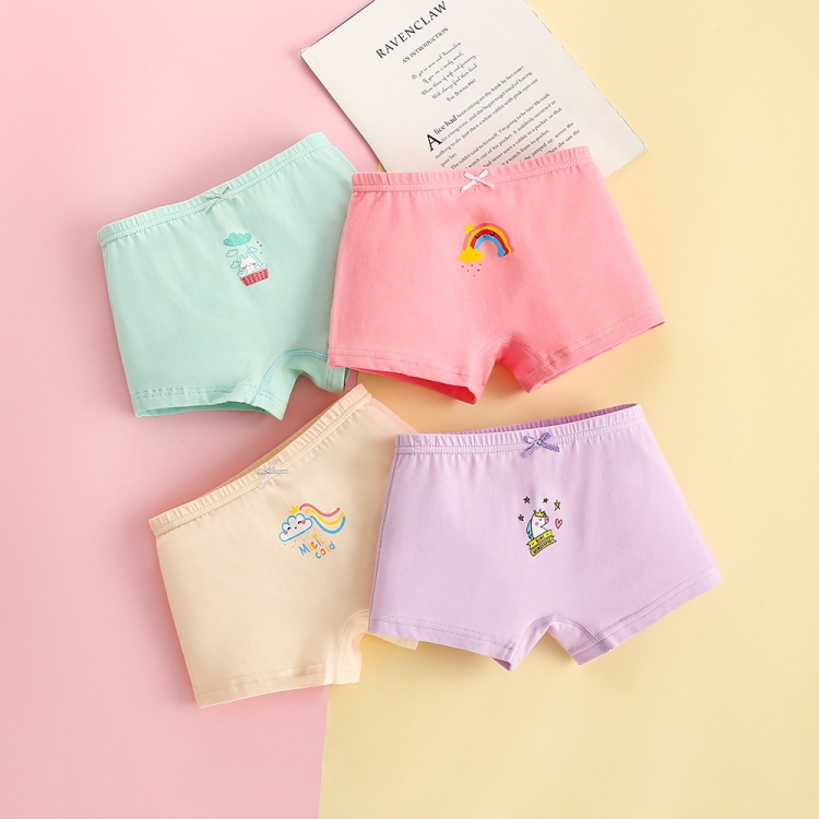Kids Child Baby Girls Cotton 4PCS Underpants Cute Cartoon Print Comfort  Briefs Trunks Girls Underwear