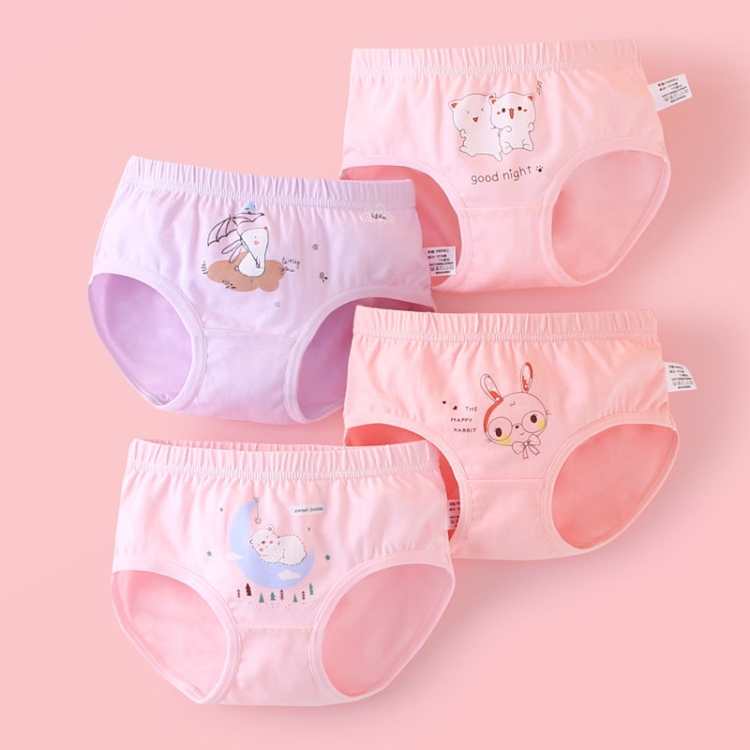 Soft And Comfortable Children Underwear High Stretch Cotton Girls Briefs,  Size: XXXL(Moon Bunny+Rabbit)