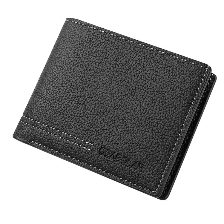 DEABOLAR Large capacity Multi card Men Short PU Leather Wallet Black