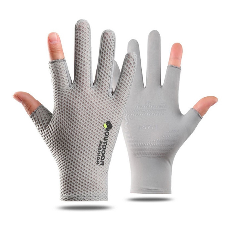 Mens Women Driving Gloves Summer UV Sun gloves Non Slip Touchscreen Two  Finger Cut Gloves Outdoor Sunblock Gloves for Cycling Motorcycle