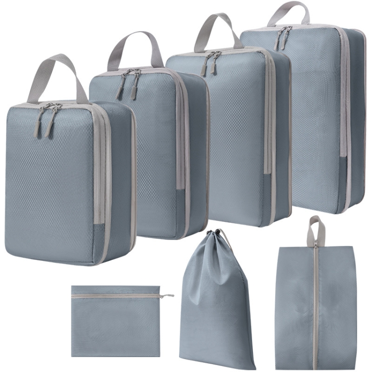 Cubos de embalaje de compresión 7 en 1 Bolsas de viaje expandibles  Organizador de equipaje (gris)