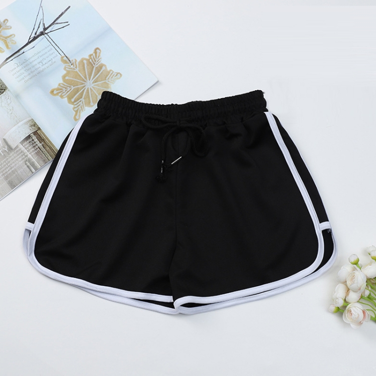 Women Casual Loose Outerwear High Waist Straight Yoga Shorts, Size: XL (Black)