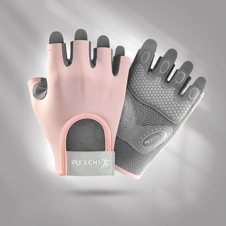 Yoga Sports Gloves Non-slip Shock-absorbing Half-finger Anti-cocoon Gloves,  Size: M(Sakura Pink)