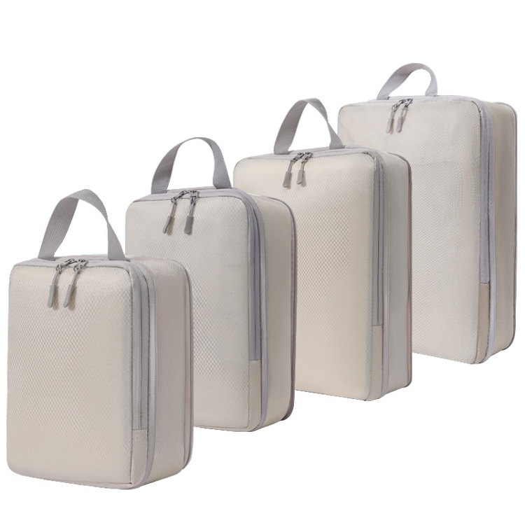 Cubos de embalaje de compresión 4 en 1 Bolsas de viaje expandibles  Organizador de equipaje (Beige)
