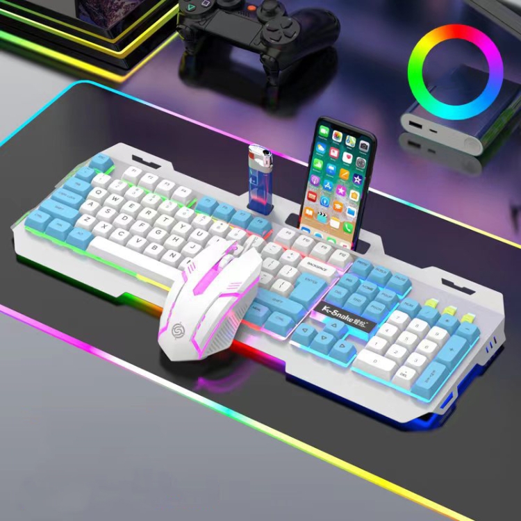 Ensemble clavier et souris filaires pour PC, rose, blanc, violet