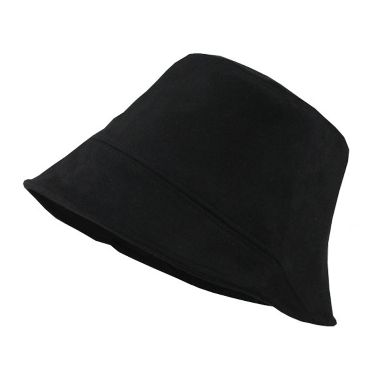 Women Suede Fisherman Hat Show Face Small Basin Cap Bucket Hat(Black)