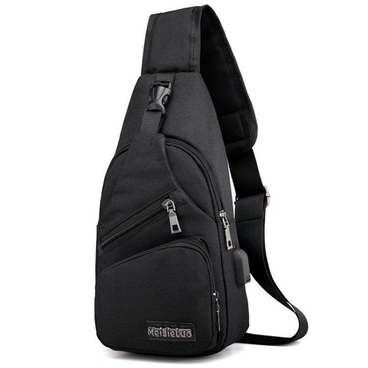 MeiJieLuo Simple Men Chest Bag Sports Youth Shoulder Crossbody Bag(Black)