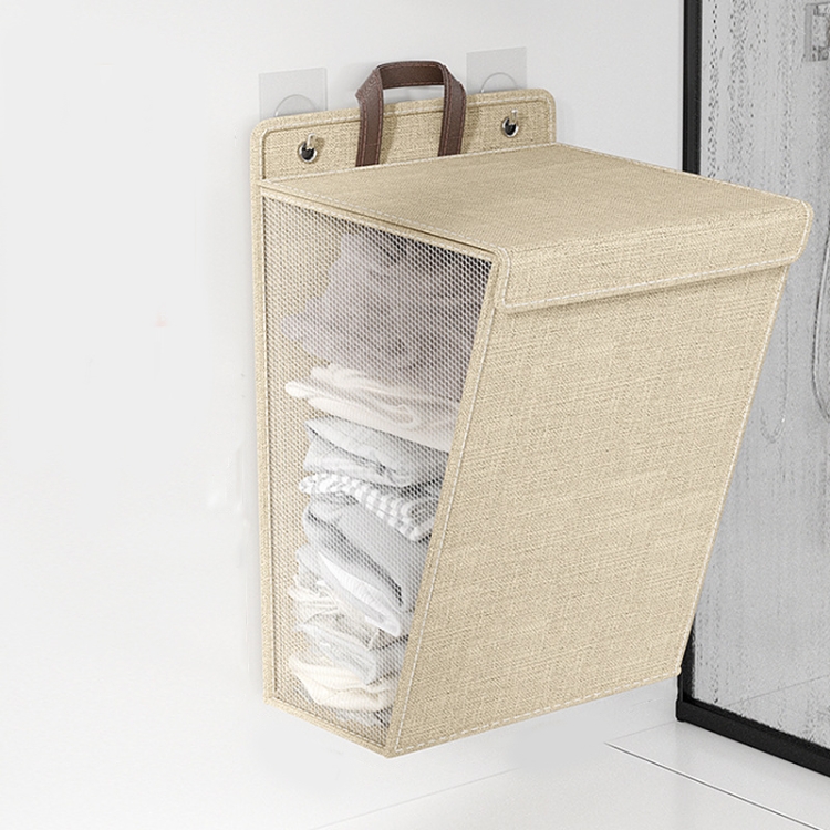 Cesta colgante plegable para la colada, organizador de ropa sucia con tapa,  color: gris 56 x 39 x 13 cm