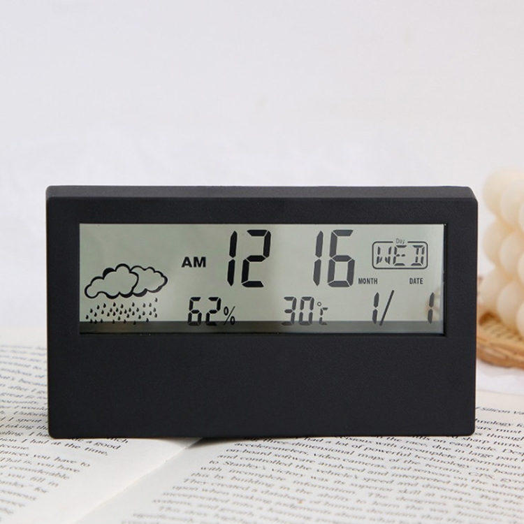 Reloj de pared Digital LCD con termómetro y calendario, reloj despertador  de mesa con gran número