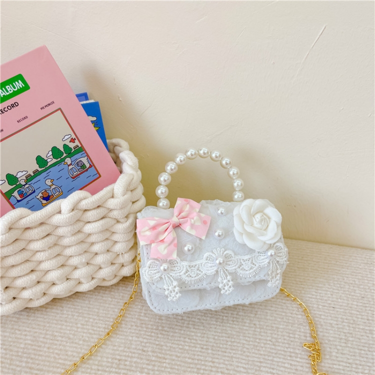 Borsa a tracolla singola per bambini con borsa a tracolla da principessa  per bambina (fiore bianco)