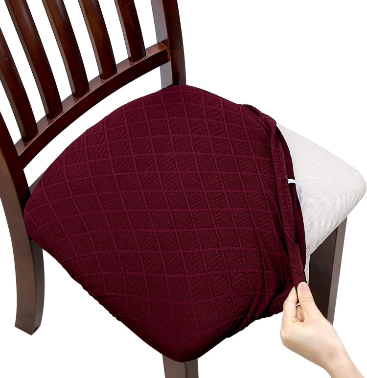 Diamond Plaid Jacquard Chair Cushion Cover Hotel Restaurant Dining
