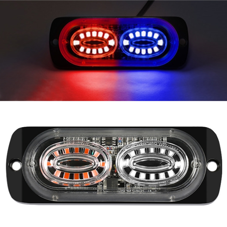 12W Car Side Signal Warning Light 24 LED Strobe Light(Red Blue)