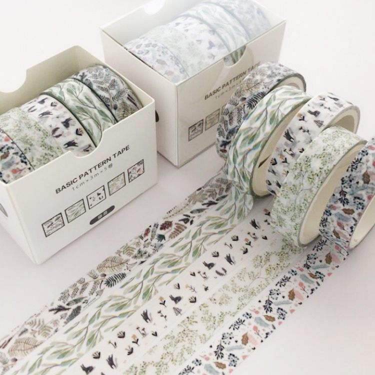 Set di nastri Washi per decorazioni fai-da-te, 5 rotoli/scatola da