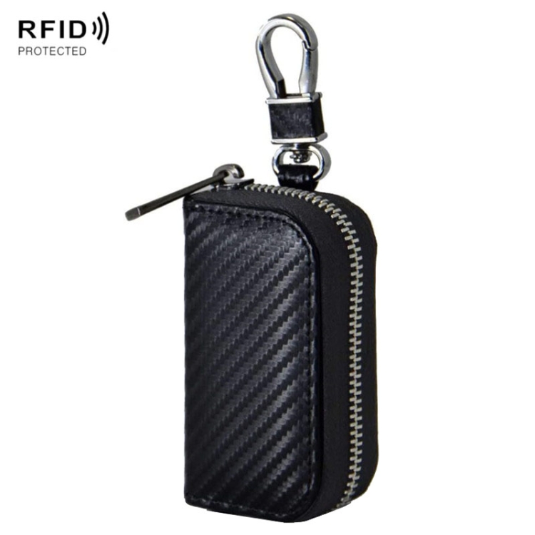 Funda De Cuero Para Llaves De Coche - Estuche Con Ventana Transparente, Cremallera Y Gancho Metálico, Unisex, Ideal Para Regalo
