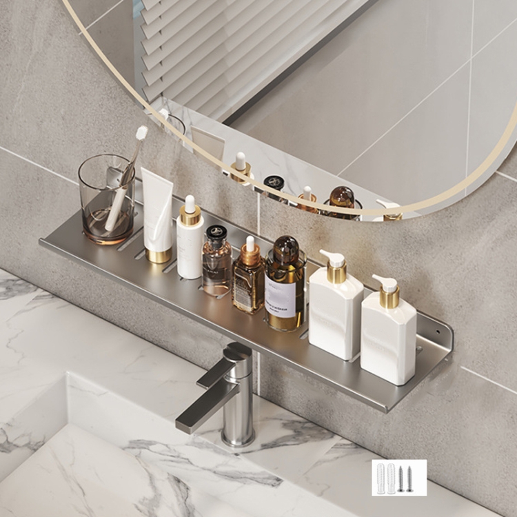 1pc Gold Bathroom Faucet Storage Shelf For Toiletries And Hand