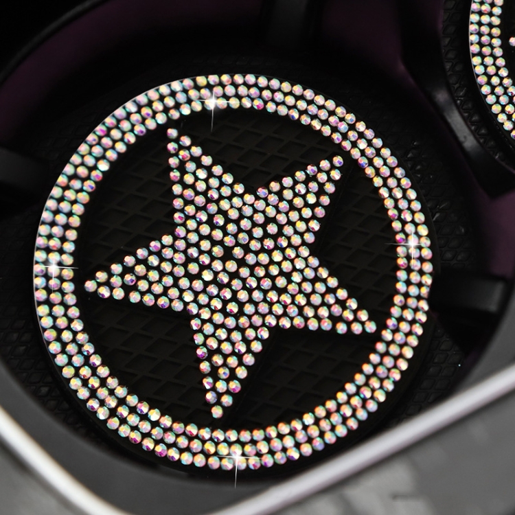 Rutschfester, dekorativer Wasseruntersetzer für Autos mit fünfzackigem  Stern und Diamanten (AB-Farbe)