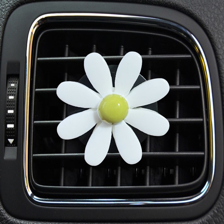 Bunter Gänseblümchen-Auto-dekorativer Entlüftungs-Aromatherapie-Clip,  Farbe: Weiß
