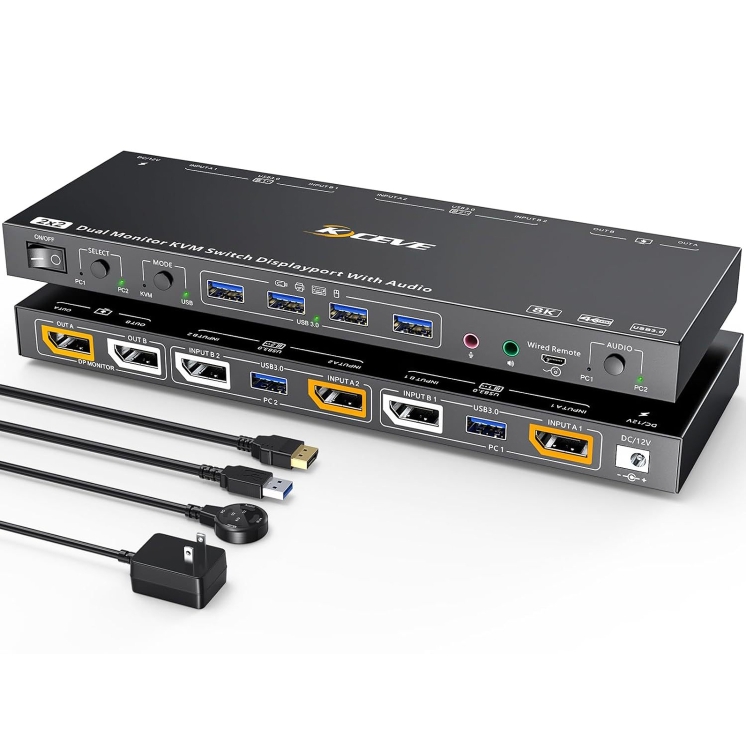 HDMI - Displayport 1.4/8K KVM Switch Support KVM Mode and USB Mode with ...