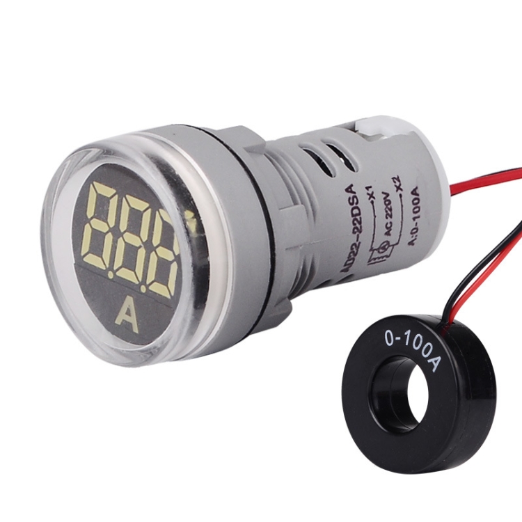 SINOTIMER ST16A 圆形22mm LED数显信号灯 220V AC电流表 0-100A交流电流指示灯(04绿色)