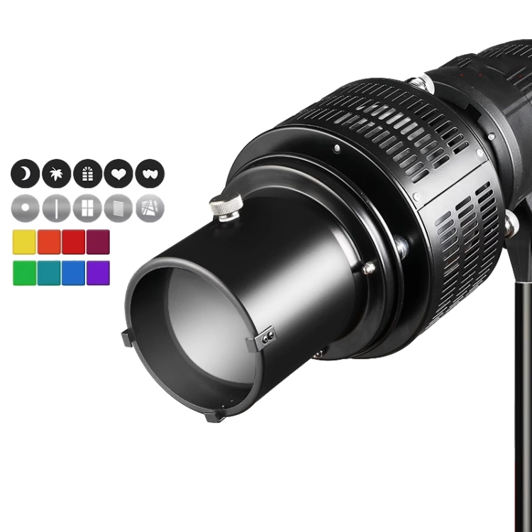 Dioche Kit Snoot Optique Conique Studio Avec Grille Et 5 Filtres Couleur - Accessoire Flash Photographie