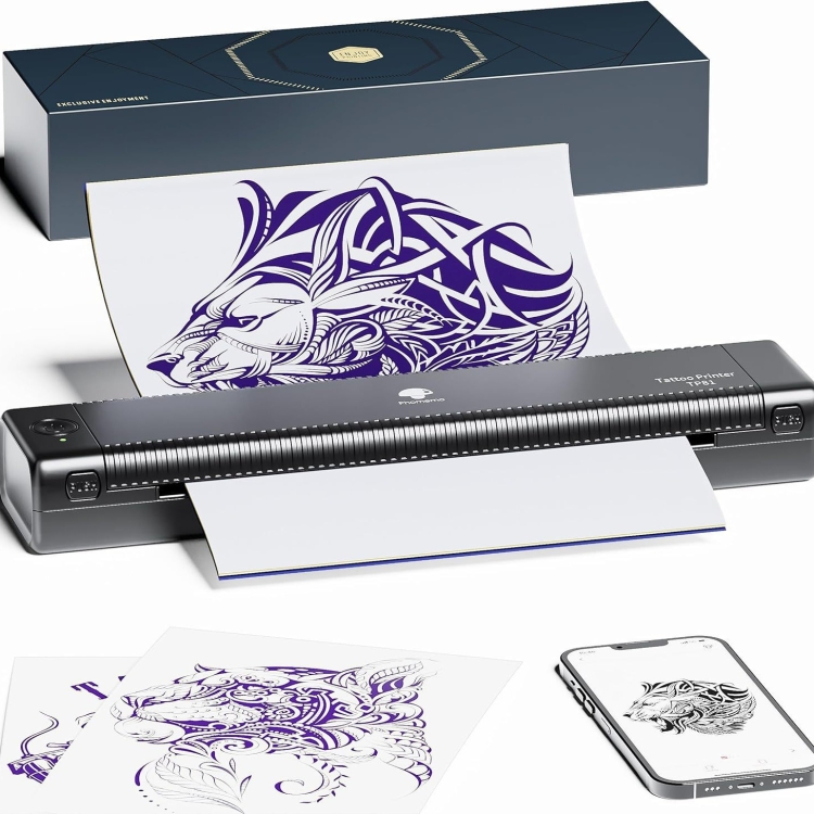 Phomemo TP88 Imprimante Thermique Tatouage Bluetooth A4 - Machine Transfert Tattoo Avec 10 Feuilles Papier