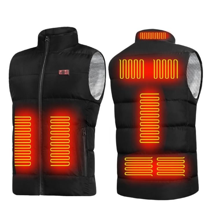 Dual Control Switch Smart USB Heating Down Vest, Size M(Black)