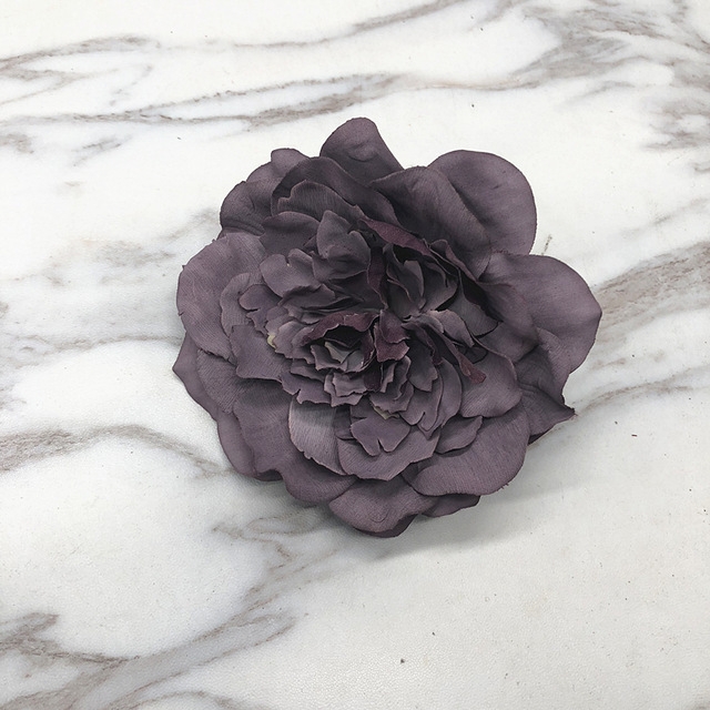 3 piezas de tela para bricolaje, simulación de flores retro, peonía grande,  flor de camelia, decoración floral del hogar (púrpura oscuro)