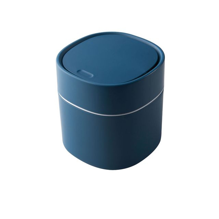 Haushalts-Mini-Desktop-Mülleimer Abgedeckte Schmutzlagerung  Reinigungszylinderbox, Ausführung: Push-Typ (blau)